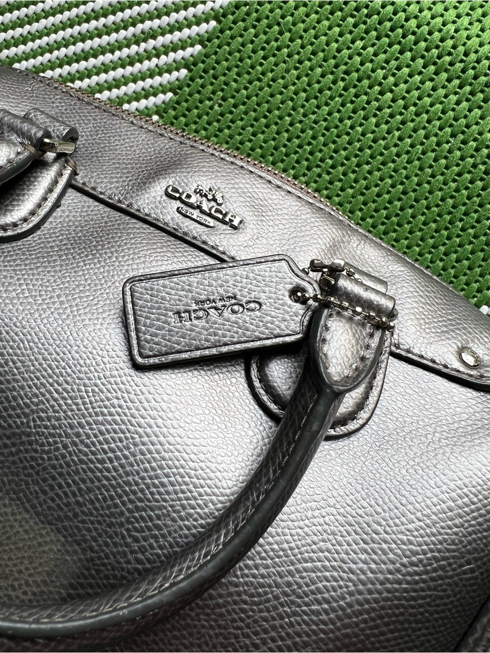Coach Metallic Silver Leather Satchel - Coach